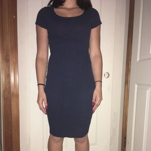 Ribbed blue body con dress